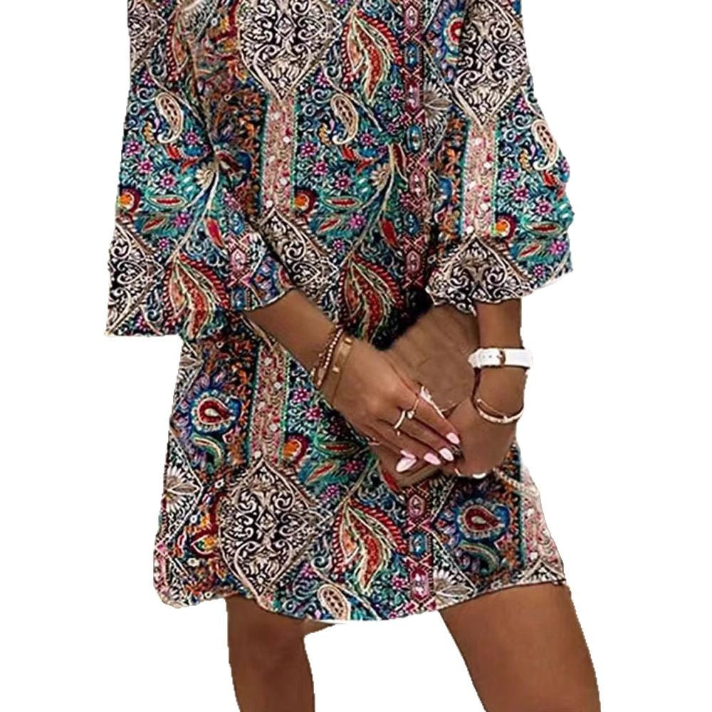 Damen Viskose Minikleid mit einzigartigem Muster R&B