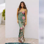 Damen Etuikleid mit zartem floralem Druck und feinen Spaghetti-Trägern R&B