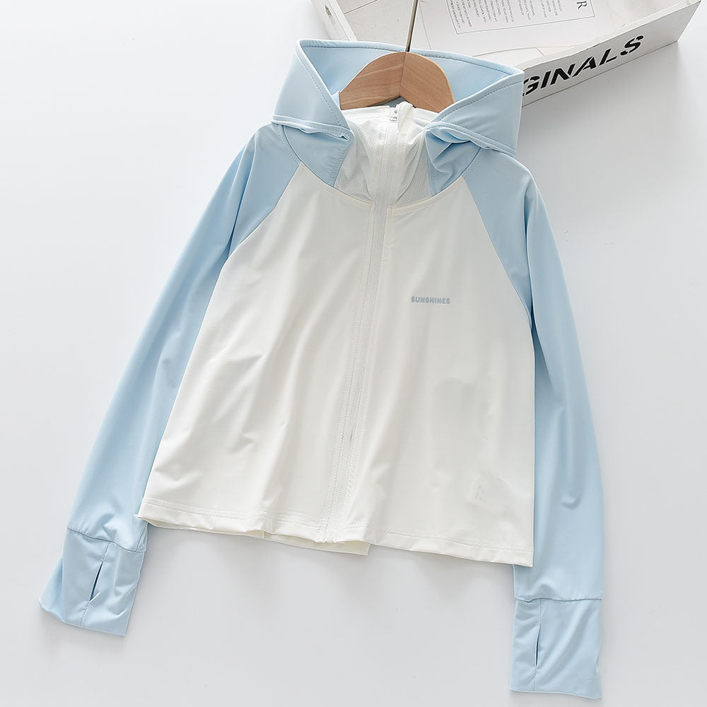 Mädchens nan leichte sonnenschutz Zip-Up Hoodie Schwimm Rash Guard mit Daumenlöchern R&B