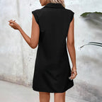 Damen vielseitiges Taillenkleid mit Reißverschluss und Taschen R&B
