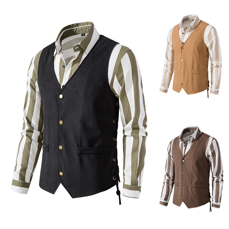 Herren elegante Weste mit feinem Stoff und praktischen Taschen