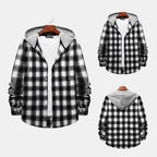 Damen Flanellhemd mit integrierter Kapuze und kariertem Design