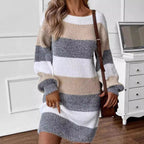 Damen gestreiftes Strickkleid mit weitem Schnitt R&B