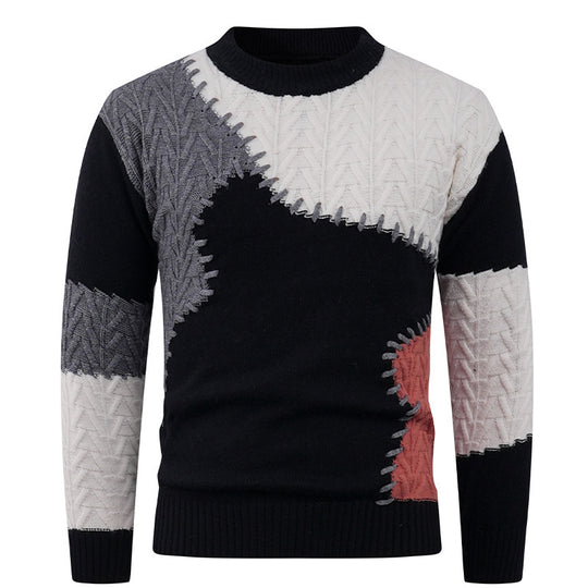 Herren modischer Pullover mit einzigartigem Patchwork-Design R&B