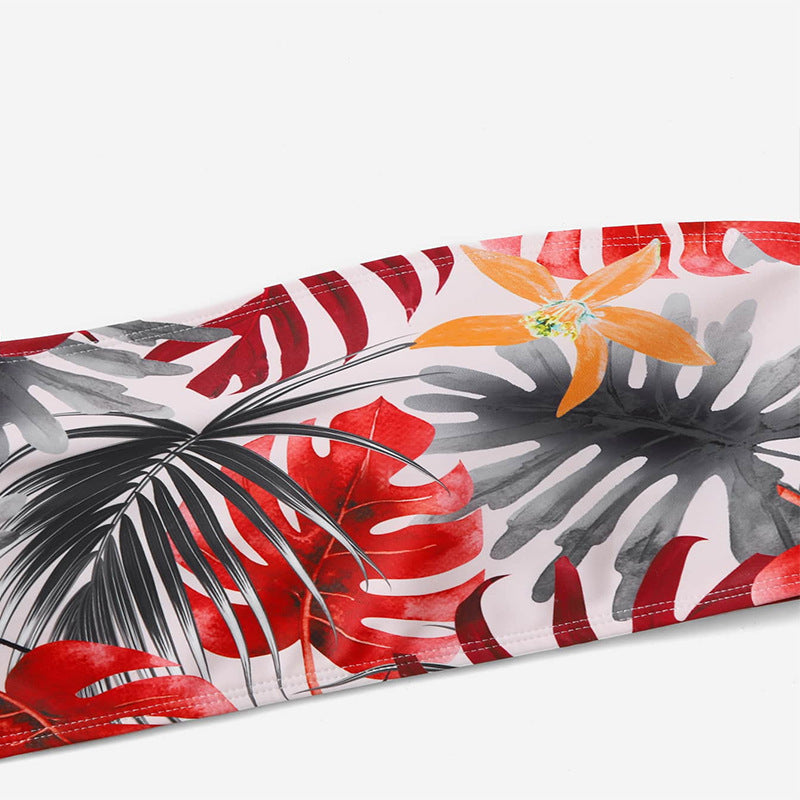 Damen Bandeau-Bikini-Oberteil mit floralen Mustern und strapazierfähigem Stoff R&B