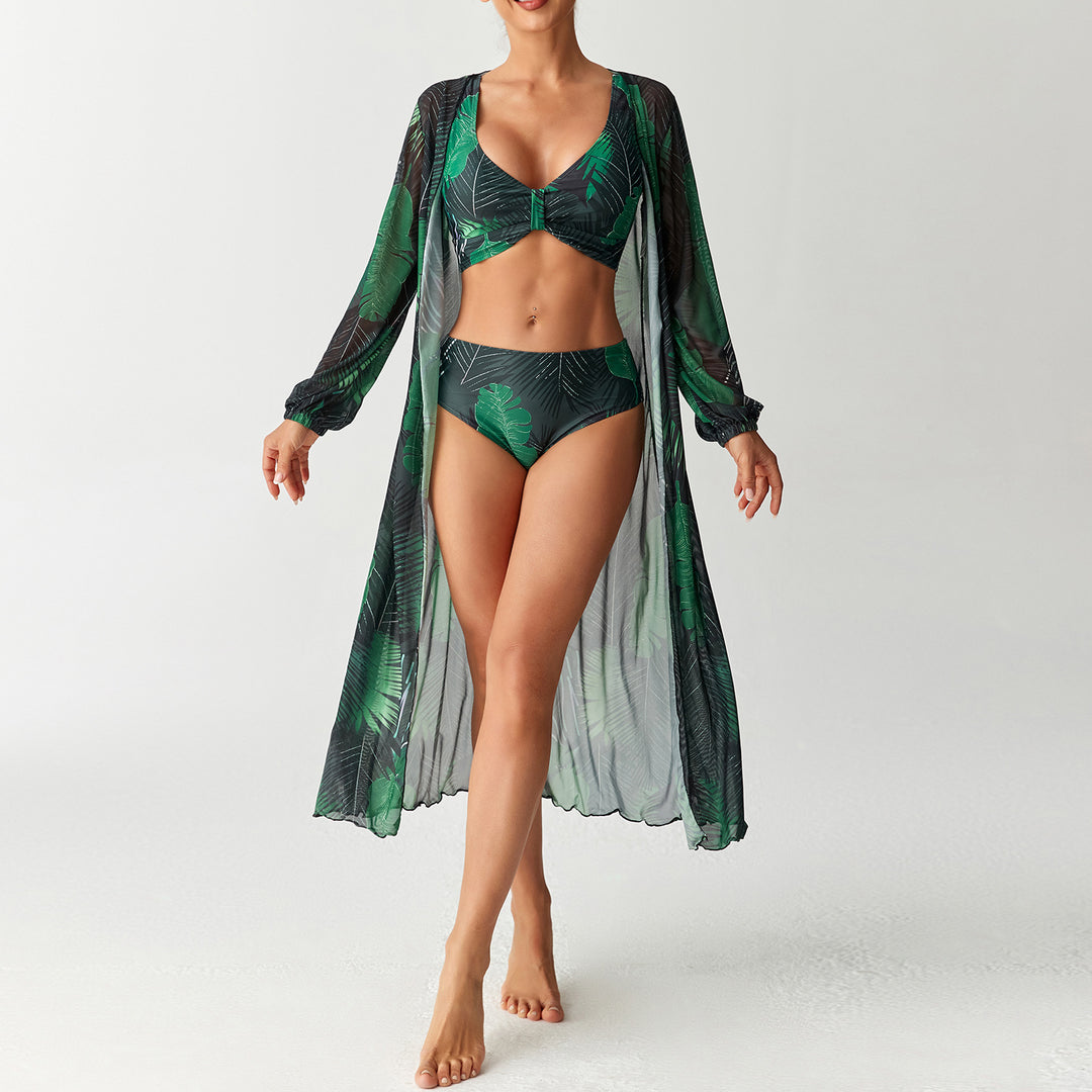 Damen Transparentes Strandkleid mit floralem Muster R&B