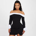 Damen Off-Shoulder Minikleid mit eleganten Puffärmeln