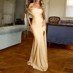 Damen elegantes Maxikleid mit verführerischem Schlitz und romantischem Wickeldetail R&B