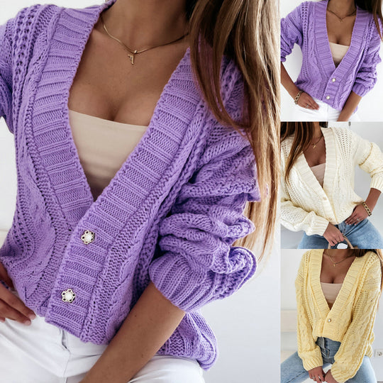 Damen Strickjacke mit grobem Zopfmuster und oversized Passform R&B