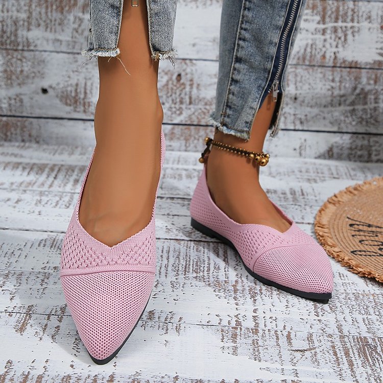 Damen spitze Ballerinas aus atmungsaktivem Strickmaterial mit elegantem Akzent R&B