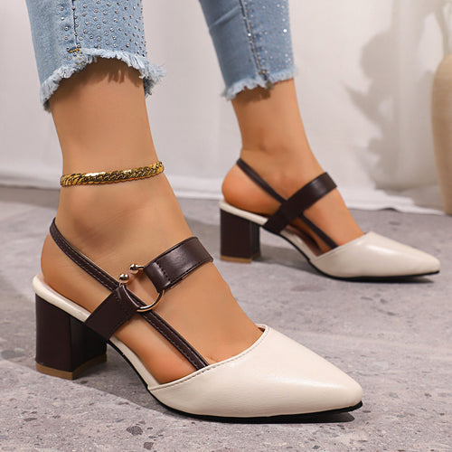 Damen Slingback Heels mit transparentem Design und elegantem Blockabsatz R&B