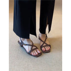 Damen elegante Riemchen-Sandalen mit modischem Kreuz-Riemendesign R&B