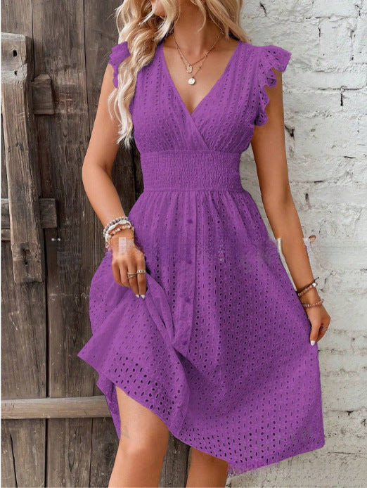 Damen Sommerkleid mit eleganten Spitzenärmeln R&B