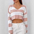 Damen Gemusterter Crop-Pullover R&B