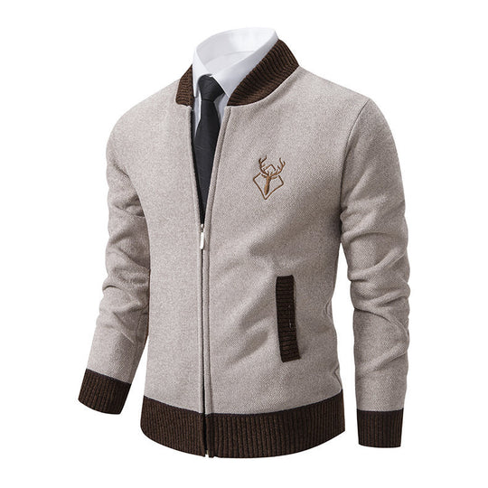 Herren sportive Strickjacke mit Reißverschluss und stilvollem Detail R&B