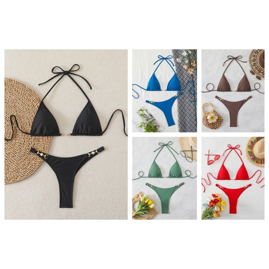 Damen Triangel-Bikini mit eleganten Verzierungen R&B
