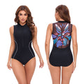 Damen ärmelloser Schwimmanzug mit floralem Rückendesign R&B