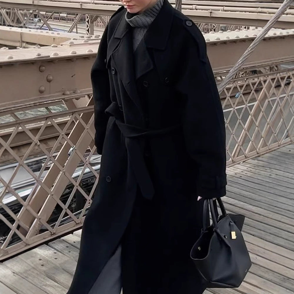 Damen Oversize Wintermantel mit elegantem Revers und praktischen Taschen R&B