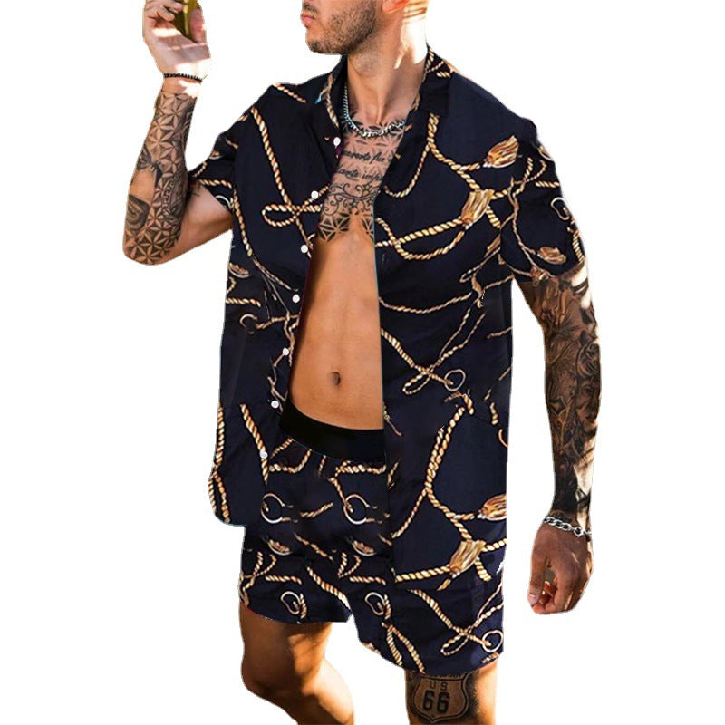 Herren Style-Kurzarmanzug mit maritimen Print R&B