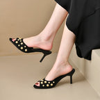 Damen Absatzsandalen mit elegantem Perlenverzierungsdesign R&B