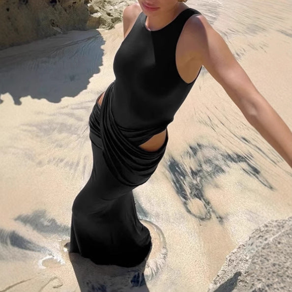 Damen Elegantes Maxikleid mit raffiniertem Wickeldetail und seitlichen Cut-Outs R&B