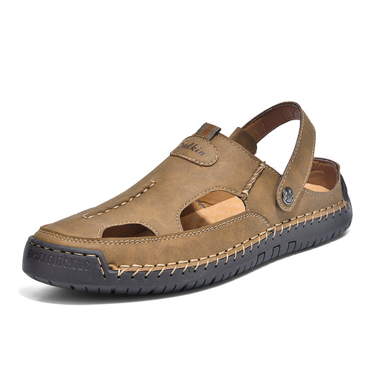 Herren luftige Leder-Sandalen mit verstellbarem Riemen R&B