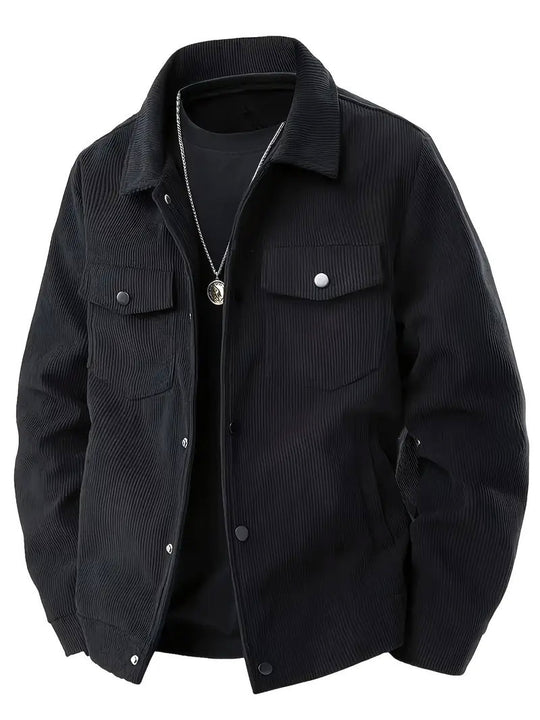 Herren nan Cordjacke im klassischen Arbeiterjacken-Schnitt mit Druckknöpfen und Brusttaschen R&B