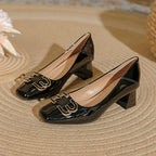 Damen elegante und modische Absatzschuhe mit quadratischer Zehenkappe