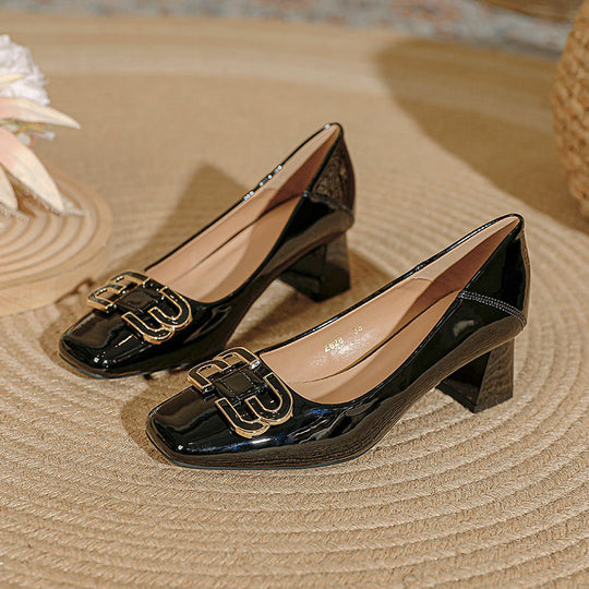 Damen elegante und modische Absatzschuhe mit quadratischer Zehenkappe R&B