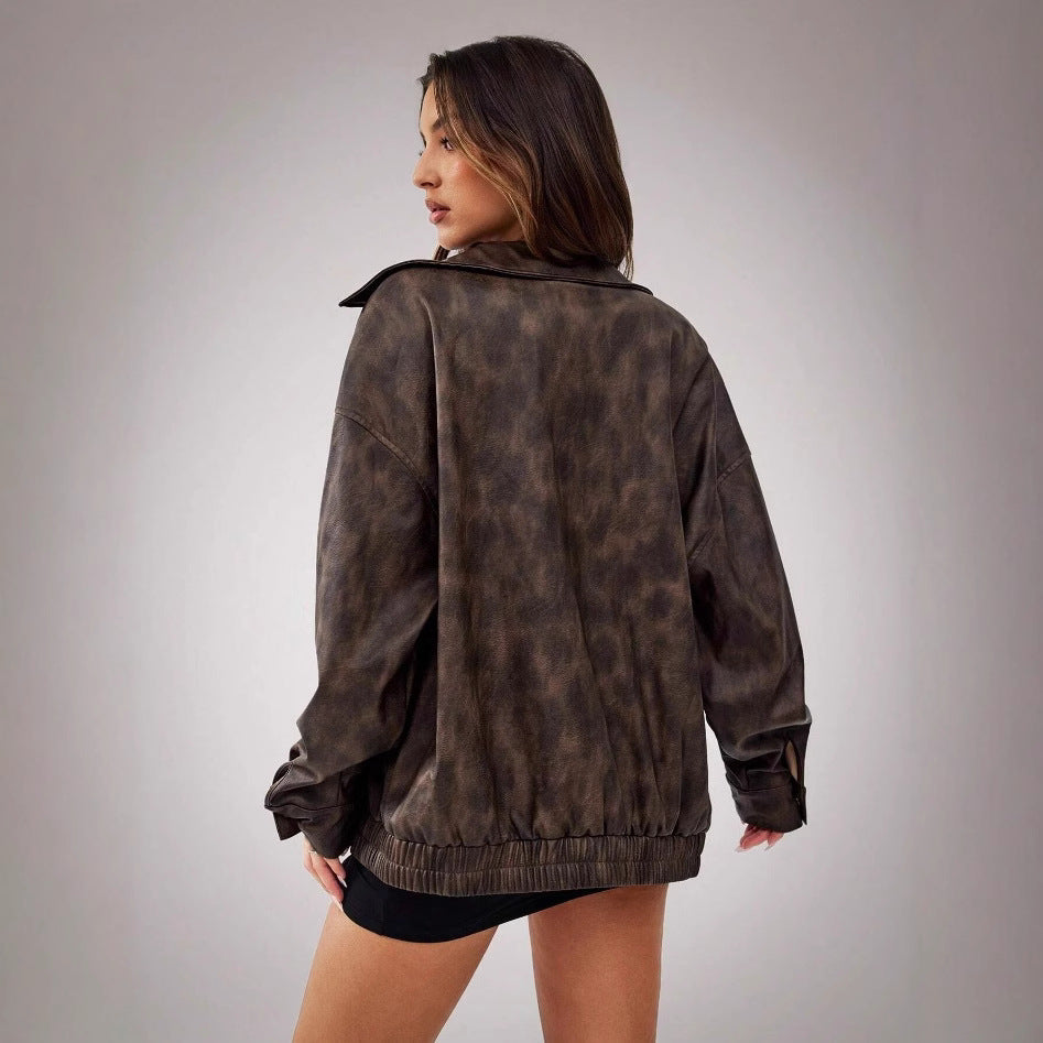 Damen Sportliche Oversized jacke mit praktischen Taschen und elastischem Saum R&B