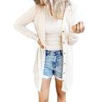 Damen Langarm Cardigan mit modischen Knopfdetails und asymmetrischem Saum