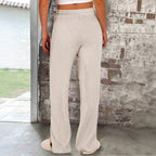 Damen Weiche Rippstrick-Hose mit elastischem Bund und praktischen Taschen R&B