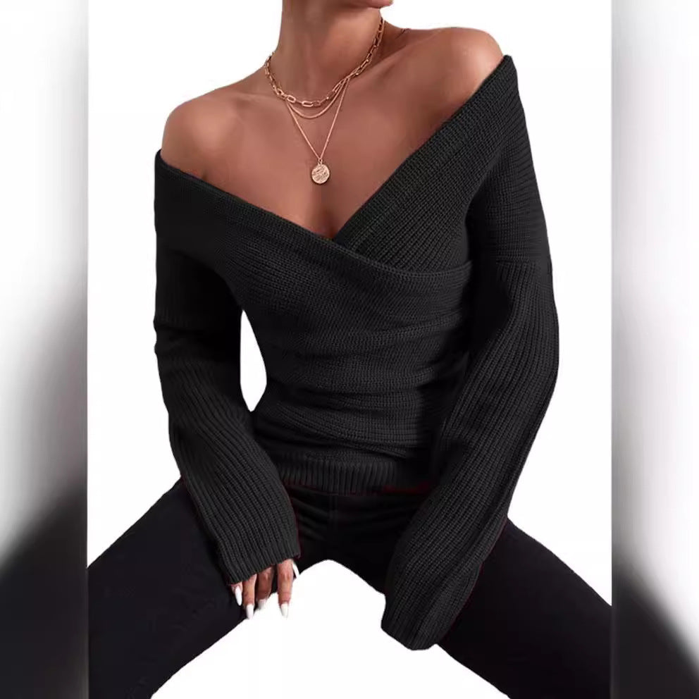 Damen lässiger Wickelpullover R&B