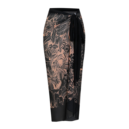 Damen Strandumhang mit buntem Muster und eleganten Schnürdetails R&B