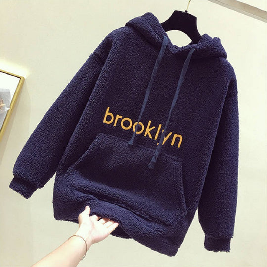 Damen kuscheliger Hoodie mit bequemer Passform und lässigem Schriftzug R&B