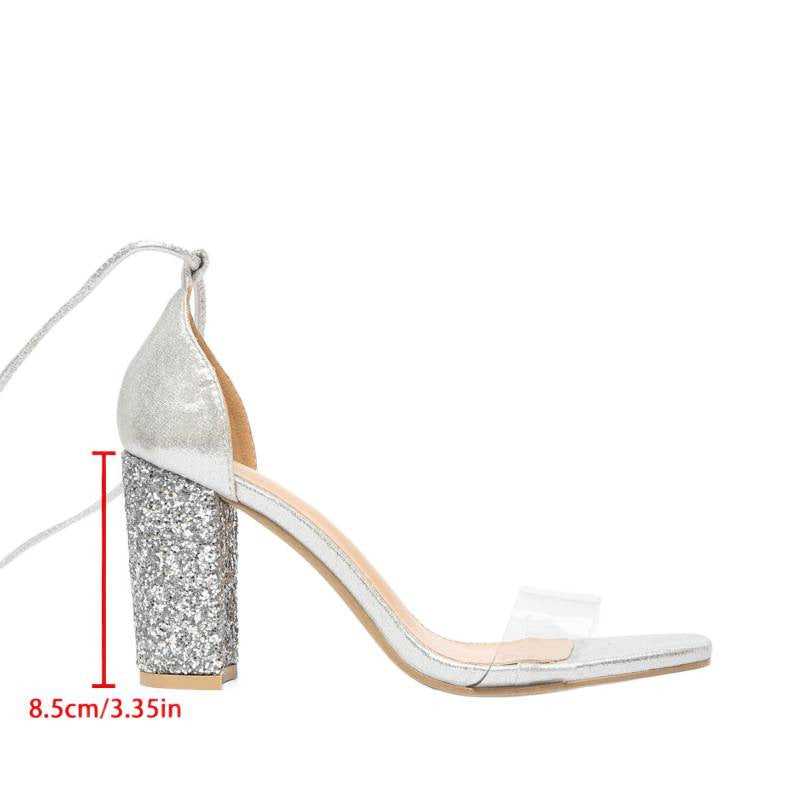 Damen Glitzernde Hochzeits Sandalen R&B