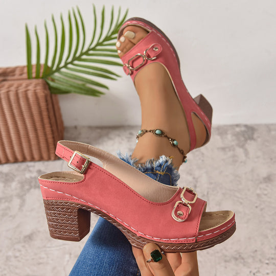 Damen Slingback-Pantoletten mit modischem Schnallen-Detail R&B