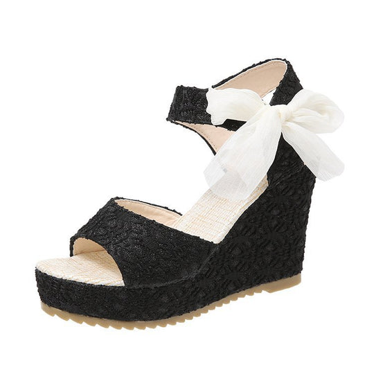 Damen Wedge-Sandalen mit eleganter Schleifenverzierung und hochwertigem Obermaterial R&B