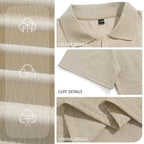 Herren nan elegantes Kurzarm-Polo aus strukturierter Micro-Jacquard-Baumwollmischung mit formstabilem Hemdkragen R&B