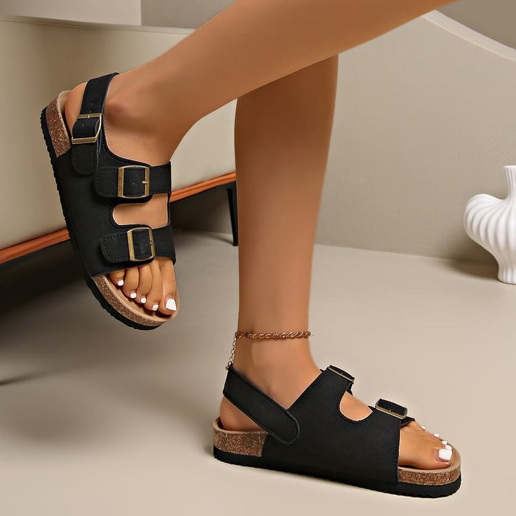 Damen bequeme Sandalen mit verstellbaren Schnallen R&B