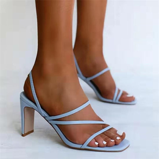 Damen elegante Slingback-Sandaletten mit modischen Riemchen und bequemem Blockabsatz R&B