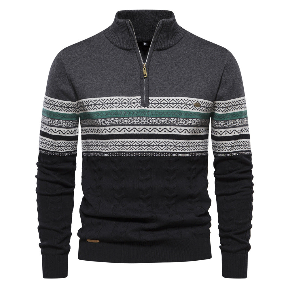 Herren Pullover mit modernem Zipper und attraktiven Farbmustern R&B
