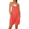 Damen Lässiger Jumpsuit mit tiefem Ausschnitt und praktischen Taschen R&B