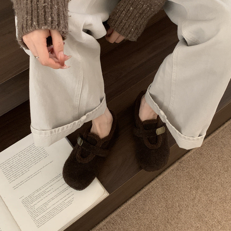 Damen Hausschuhe aus hochwertigem Filz mit verstellbarem Riemen R&B