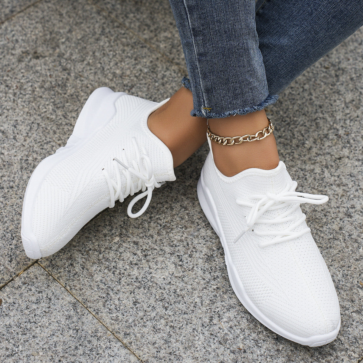 Damen Leichte Sneakers mit atmungsaktivem Obermaterial und elastischer Schnürung R&B