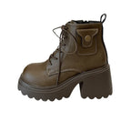 Damen Chunky Stiefel mit hohem Absatz und seitlichem Reißverschluss R&B