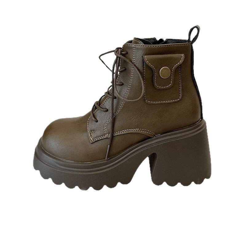 Damen Chunky Stiefel mit hohem Absatz und seitlichem Reißverschluss R&B