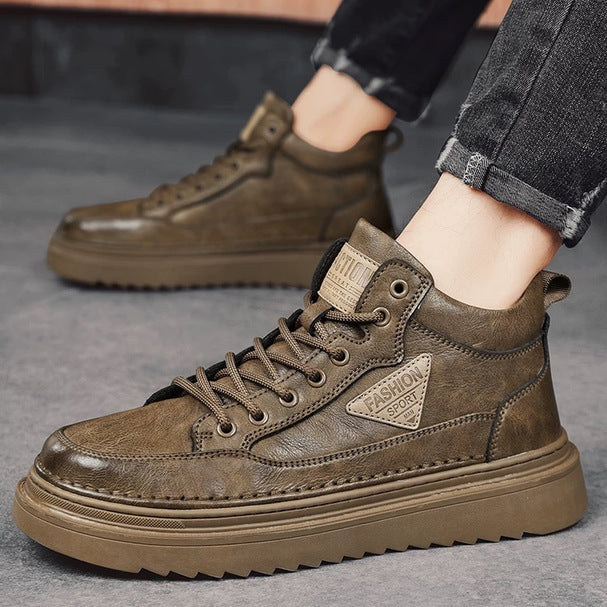 Damen Modische High-Top Sneakers mit robustem Lederobermaterial und gepolsterter Sohle R&B