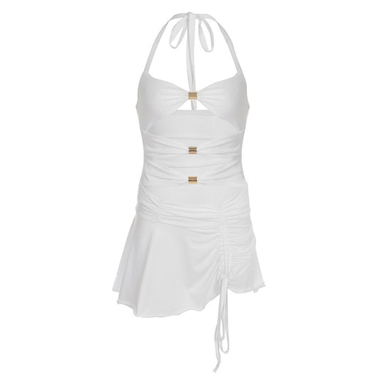 Damen Strickkleid mit verführerischem Ausschnitt und feinem Lochmuster R&B