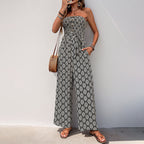 Damen Alltagsjumpsuit mit elastischem Oberteil und modischem Muster R&B